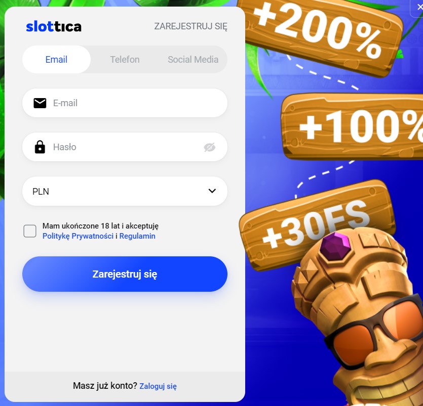 Jak zarejestrować się w kasynie online Slottica